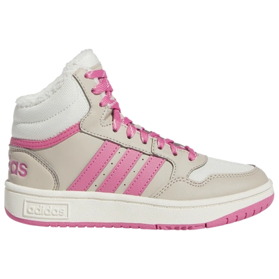 Shop Adidas Originals Boys Adidas Hoops Mid 3.0 In Wonder Beige/pink Fusion/off White