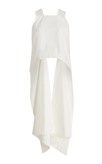 Shop Rosie Assoulin Winged Draped Cutout Cotton Top In White