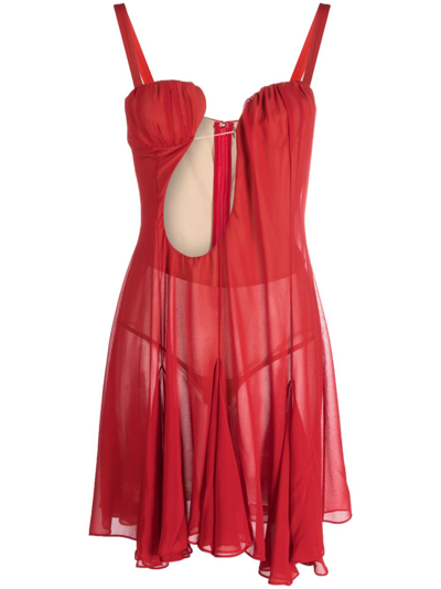 Shop Nensi Dojaka Red Cut-out Mini Dress