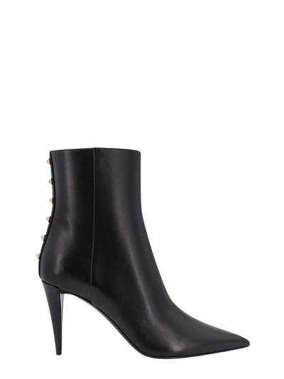 Shop Valentino Garavani Rockstud Pointed Toe Heeled Boots In Black