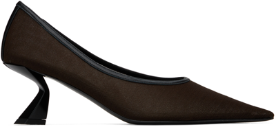 Shop Nensi Dojaka Brown Semi-sheer Pumps In Pump Dark Brown