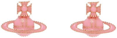 Shop Vivienne Westwood Pink & Rose Gold Amanda Bas Relief Earrings In Pink Gold/pink Ename