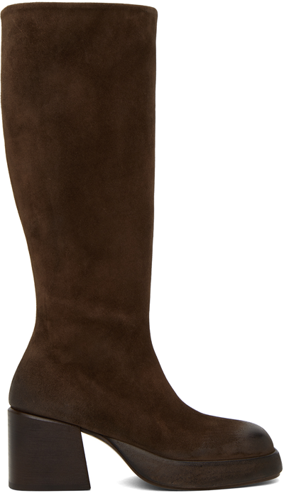 Shop Marsèll Brown Plattino Tall Boots In 490 Chocolate