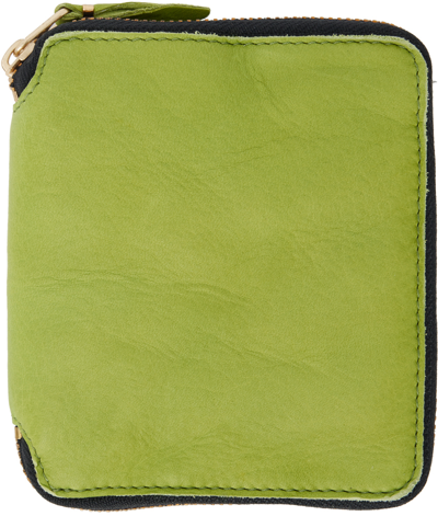 Shop Comme Des Garçons Green Washed Zip Wallet In 3 Green