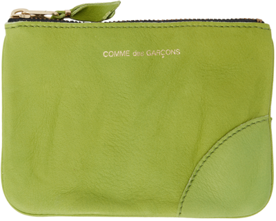 Shop Comme Des Garçons Green Washed Zip Wallet In 3 - Green