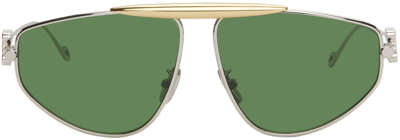 Shop Loewe Silver Spoiler New Aviator Sunglasses In 16n Shiny Palladium