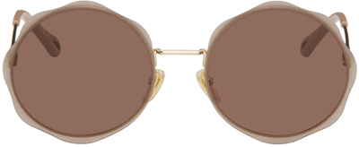 Shop Chloé Beige Honore Sunglasses In 004 Gold