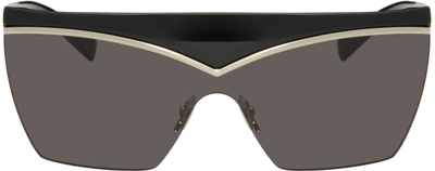 Shop Saint Laurent Black Sl 614 Mask Sunglasses In 001 Black