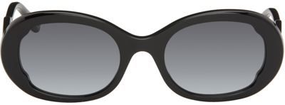 Shop Chloé Black Oval Sunglasses In 001 Black
