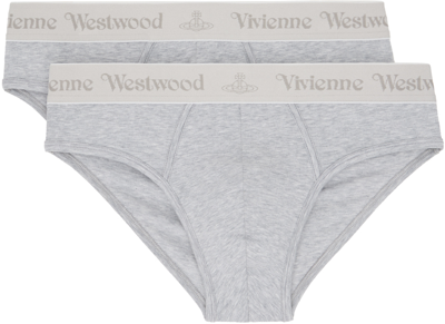 Shop Vivienne Westwood Two-pack Gray Briefs In 233-j002y-p401