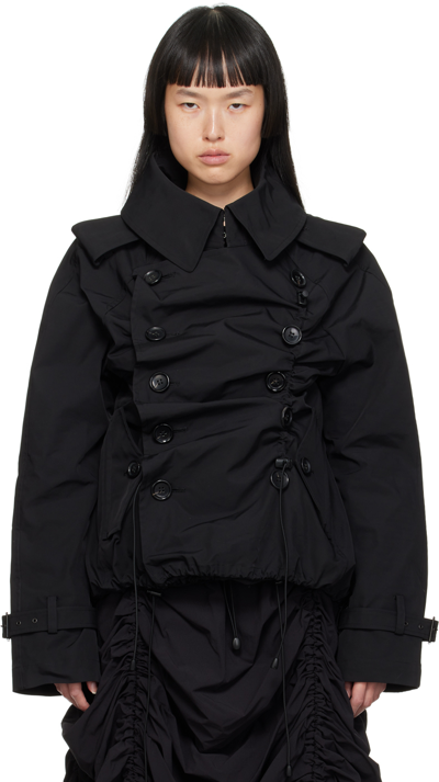 Shop Junya Watanabe Black Ruched Jacket In 1 Black