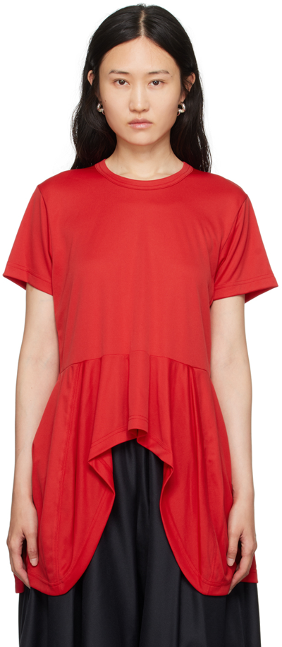 Shop Comme Des Garçons Red Peplum T-shirt In 2 Red