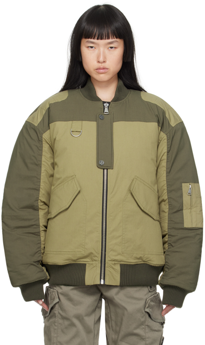 Shop (d)ivision Khaki Tech Bomber Jacket In Grey/green Comb
