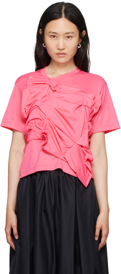 Shop Comme Des Garçons Pink Ruffle T-shirt In 2 Pink