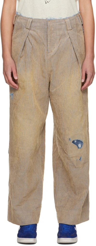 Ader Error Beige Carid Trousers In Beige