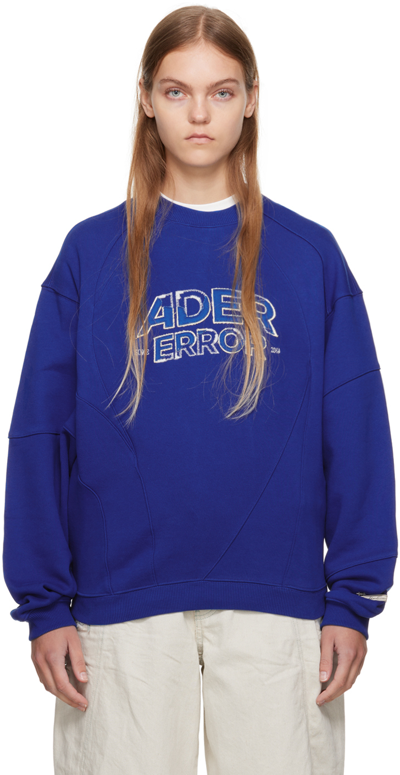 Shop Ader Error Blue Distressed Sweatshirt