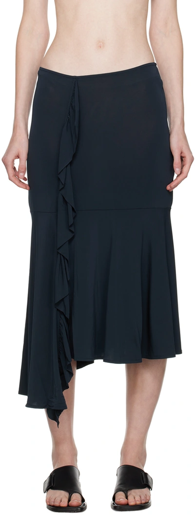 Shop Paloma Wool Navy Gelly Midi Skirt In C/135 Dark Navy