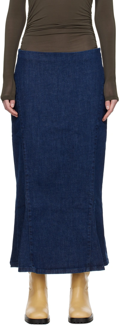 Shop Paloma Wool Indigo Emanuel Denim Maxi Skirt In C/838 Dark Denim