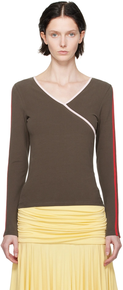 Shop Paloma Wool Brown Rosemary Long Sleeve T-shirt In C/326 Dark Brown
