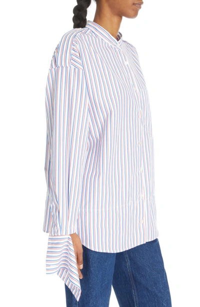 Meryll Rogge Stripe Deconstructed Men's Shirt With Hood In Red/ Blue