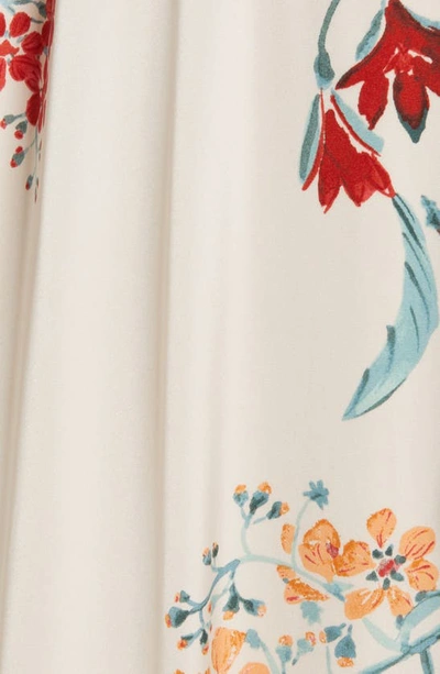 Lulus Still The One Floral Faux Wrap Gown In Cream Floral Print