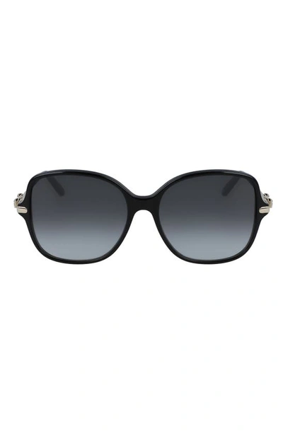Shop Ferragamo 57mm Gradient Rounded Square Sunglasses In Black/ Grey
