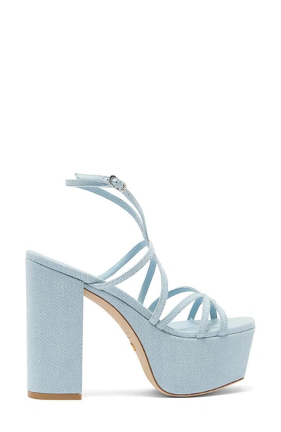 Shop Stuart Weitzman Barelythere Square High Platform Sandal In Light