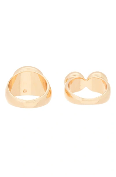 Shop Melrose And Market Set Of 2 Puffed Round Rings In Clear- Gold