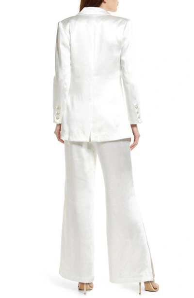 Elliatt Ridley Satin Blazer & Pants Set In Ivory