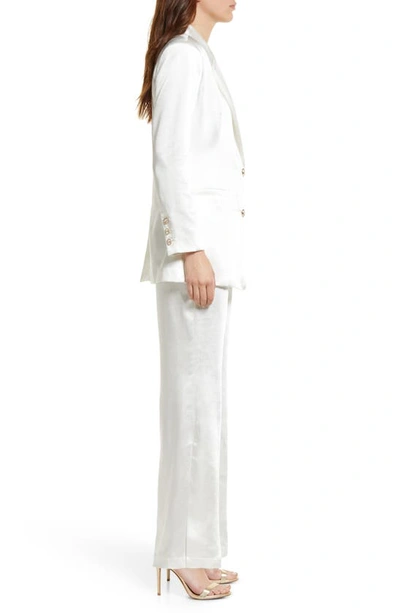 Elliatt Ridley Satin Blazer & Pants Set In Ivory