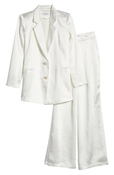 Elliatt Ridley Satin Blazer & Pants Set In Ivory
