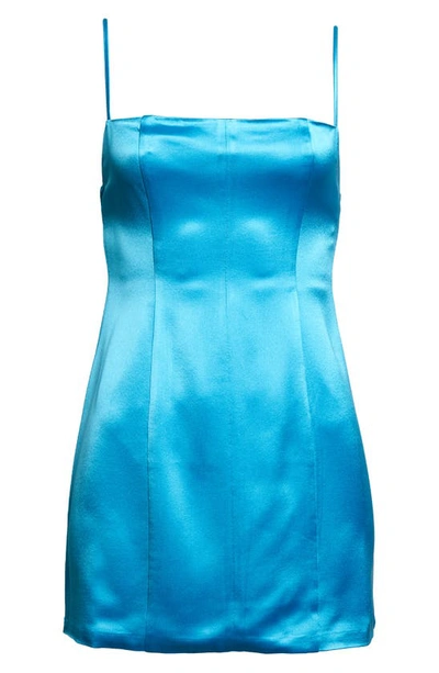 Retroféte Janessa Satin Body-con Minidress In Aqua Blue
