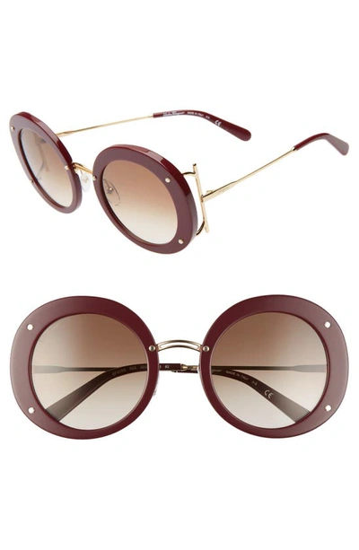 Ferragamo 52mm Gancio Round Sunglasses In Bordeaux