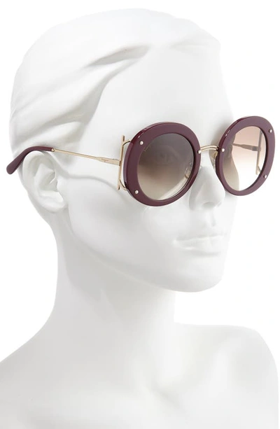 Ferragamo 52mm Gancio Round Sunglasses In Bordeaux