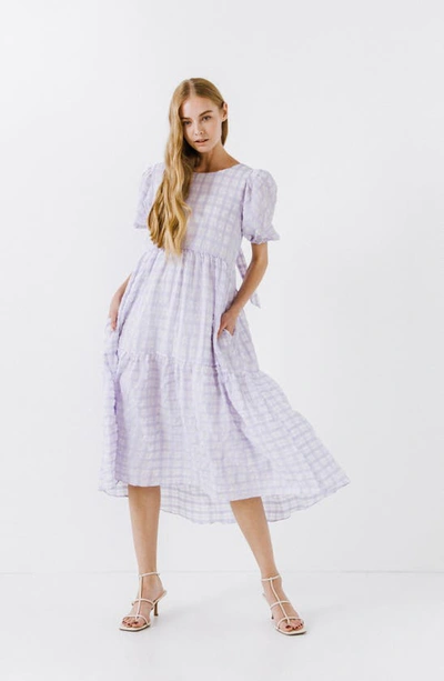 English Factory Plaid Swing Dress In Lavender