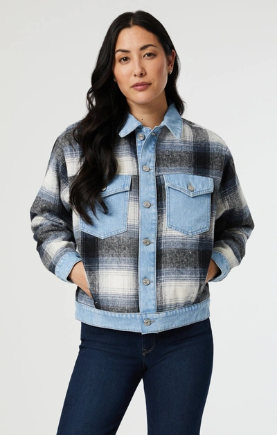 Mavi Nellie Jacket In Grey Plaid In Grey