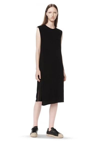 Alexander Wang Classic Overlap Dress With Pocket In Black