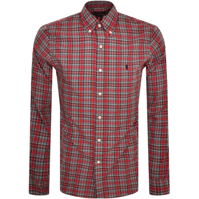 Shop Ralph Lauren Long Sleeved Check Shirt Red