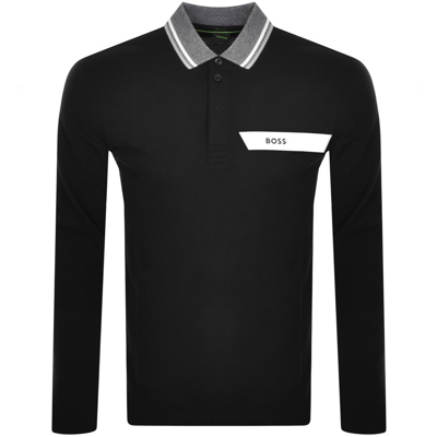 Shop Boss Athleisure Boss Plisy Long Sleeve Polo T Shirt Black