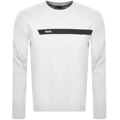 Shop Boss Athleisure Boss Salbo 1 Sweatshirt White