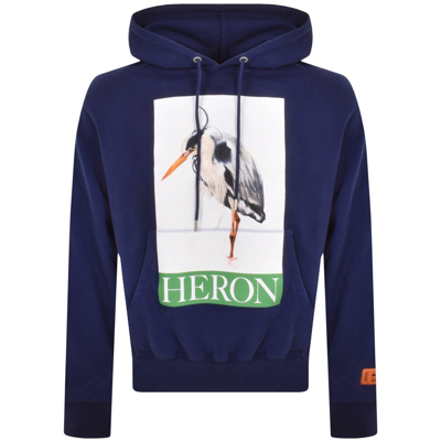 Shop Heron Preston Painted Heron Hoodie Navy