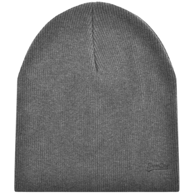 Shop Superdry Knit Beanie Hat Grey