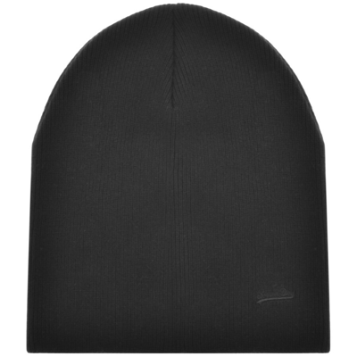 Shop Superdry Knit Beanie Hat Black