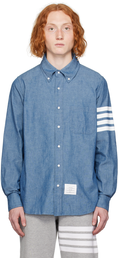 Shop Thom Browne Blue 4-bar Shirt In 450 Blue