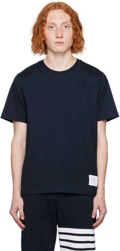 Thom Browne Navy Blue Medium Weight Cotton Jersey T-shirt In Multi