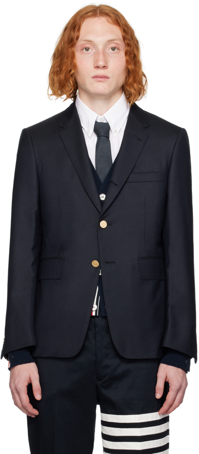 Shop Thom Browne Navy Classic Blazer In 415 Navy