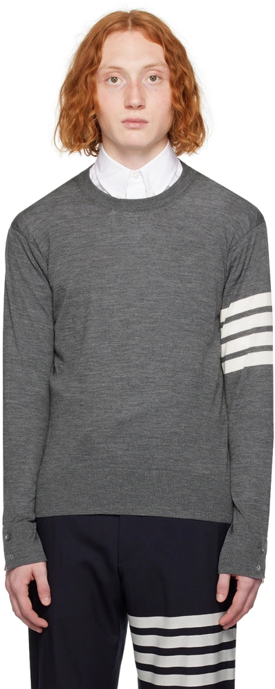 Shop Thom Browne Gray Classic 4-bar Sweater In 038 Med Grey