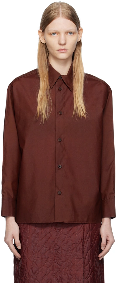 Shop Umber Postpast Brown Garment-dyed Shirt In Brick