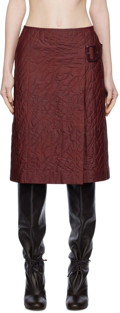 Shop Umber Postpast Brown Garment-dyed Midi Skirt In Brick