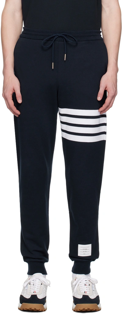 Shop Thom Browne Navy Classic 4-bar Sweatpants In 461 Navy